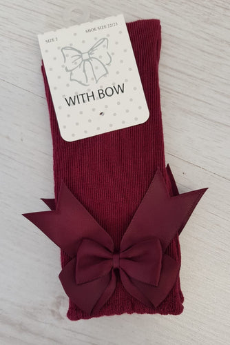 Dark purple knee high bow socks