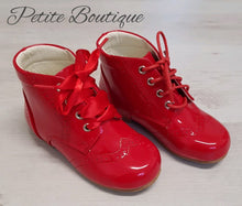 Load image into Gallery viewer, Red patent lace boots